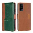 For TCL 40 XE 5G / 40X 5G T601D Contrast Color Side Buckle Leather Phone Case(Light Brown + Green) - 1