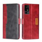 For TCL 40 XE 5G / 40X 5G T601D Contrast Color Side Buckle Leather Phone Case(Red + Black) - 1