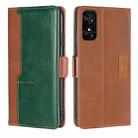 For TCL 50 SE 4G Contrast Color Side Buckle Leather Phone Case(Light Brown + Green) - 1