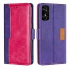 For TCL 50 SE 4G Contrast Color Side Buckle Leather Phone Case(Purple + Rose Red) - 1