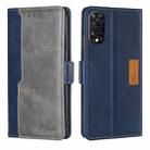 For TCL 505 4G Contrast Color Side Buckle Leather Phone Case(Blue + Grey) - 1