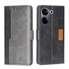 For Tecno Camon 20 Pro 4G Contrast Color Side Buckle Leather Phone Case(Black + Grey) - 1