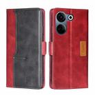 For Tecno Camon 20 Pro 4G Contrast Color Side Buckle Leather Phone Case(Red + Black) - 1