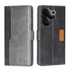 For Tecno Camon 20 Premier 5G Contrast Color Side Buckle Leather Phone Case(Black + Grey) - 1
