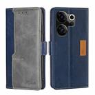 For Tecno Camon 20 Premier 5G Contrast Color Side Buckle Leather Phone Case(Blue + Grey) - 1