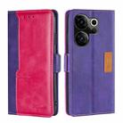 For Tecno Camon 20 Premier 5G Contrast Color Side Buckle Leather Phone Case(Purple + Rose Red) - 1