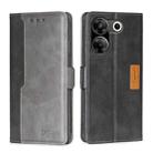 For Tecno Camon 20 Pro 5G Contrast Color Side Buckle Leather Phone Case(Black + Grey) - 1