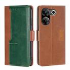 For Tecno Camon 20 Pro 5G Contrast Color Side Buckle Leather Phone Case(Light Brown + Green) - 1