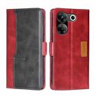 For Tecno Camon 20 Pro 5G Contrast Color Side Buckle Leather Phone Case(Red + Black) - 1