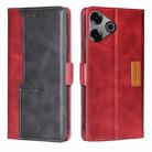 For Tecno Pova 6 Pro 5G Contrast Color Side Buckle Leather Phone Case(Red + Black) - 1