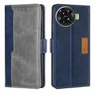 For Tecno Spark 20 Pro+ 4G Contrast Color Side Buckle Leather Phone Case(Blue + Grey) - 1