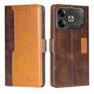 For Tecno Pova 6 5G Contrast Color Side Buckle Leather Phone Case(Dark Brown + Gold) - 1