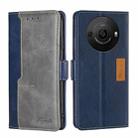 For Sharp Aquos R8 Pro SH-51D Contrast Color Side Buckle Leather Phone Case(Blue + Grey) - 1