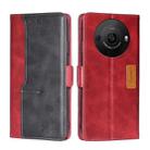For Sharp Aquos R8 Pro SH-51D Contrast Color Side Buckle Leather Phone Case(Red + Black) - 1