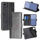 For Sharp Aqous wish5 Contrast Color Side Buckle Leather Phone Case(Black + Grey) - 1