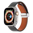 For Apple Watch Ultra 49mm Magnetic Buckle Skin Feel Leather Watch Band(Black) - 1