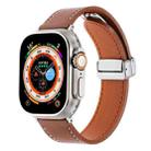 For Apple Watch Ultra 49mm Magnetic Buckle Skin Feel Leather Watch Band(Brown) - 1