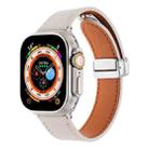 For Apple Watch Ultra 49mm Magnetic Buckle Skin Feel Leather Watch Band(Apricot) - 1