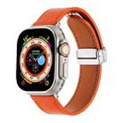 For Apple Watch Ultra 49mm Magnetic Buckle Skin Feel Leather Watch Band(Orange) - 1