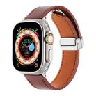 For Apple Watch Ultra 49mm Magnetic Buckle Skin Feel Leather Watch Band(Wine Red) - 1