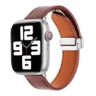 For Apple Watch 8 41mm Magnetic Buckle Skin Feel Leather Watch Band(Wine Red) - 1