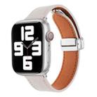 For Apple Watch SE 2022 44mm Magnetic Buckle Skin Feel Leather Watch Band(Apricot) - 1