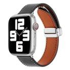 For Apple Watch 7 45mm Magnetic Buckle Skin Feel Leather Watch Band(Black) - 1