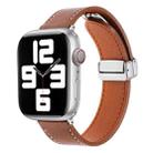 For Apple Watch 7 45mm Magnetic Buckle Skin Feel Leather Watch Band(Brown) - 1