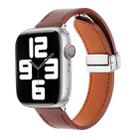 For Apple Watch SE 2023 44mm Magnetic Buckle Skin Feel Leather Watch Band(Wine Red) - 1