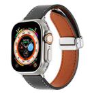 For Apple Watch Ultra 2 49mm Magnetic Buckle Skin Feel Leather Watch Band(Black) - 1