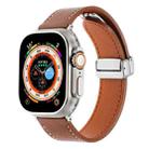 For Apple Watch Ultra 2 49mm Magnetic Buckle Skin Feel Leather Watch Band(Brown) - 1