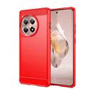 For OnePlus 12R Brushed Texture Carbon Fiber TPU Phone Case(Red) - 1