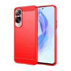 For Honor 90 Lite Brushed Texture Carbon Fiber TPU Phone Case(Red) - 1