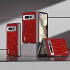 For Google Pixel Fold ABEEL Genuine Leather Crocodile Pattern Black Edge Phone Case(Red) - 1