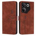 For Tecno Camon 20 Pro 5G Skin Feel Heart Pattern Leather Phone Case(Brown) - 1