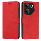 For Tecno Camon 20 Pro 5G Skin Feel Heart Pattern Leather Phone Case(Red) - 1