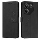 For Tecno Camon 20 Pro 5G Skin Feel Heart Pattern Leather Phone Case(Black) - 1