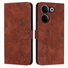 For Tecno Camon 20/Camon 20 Pro 4G Skin Feel Heart Pattern Leather Phone Case(Brown) - 1