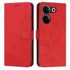 For Tecno Camon 20/Camon 20 Pro 4G Skin Feel Heart Pattern Leather Phone Case(Red) - 1