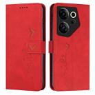 For Tecno Camon 20 Premier Skin Feel Heart Pattern Leather Phone Case(Red) - 1