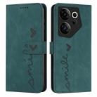 For Tecno Camon 20 Premier Skin Feel Heart Pattern Leather Phone Case(Green) - 1