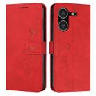 For Tecno Pova 5 4G Skin Feel Heart Pattern Leather Phone Case(Red) - 1