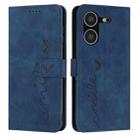 For Tecno Pova 5 4G Skin Feel Heart Pattern Leather Phone Case(Blue) - 1