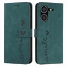 For Tecno Pova 5 4G Skin Feel Heart Pattern Leather Phone Case(Green) - 1