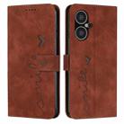 For Tecno Pova Neo 3 Skin Feel Heart Pattern Leather Phone Case(Brown) - 1