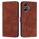 For Infinix Hot 30 Skin Feel Heart Pattern Leather Phone Case(Brown) - 1