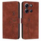 For Infinix Note 30i Skin Feel Heart Pattern Leather Phone Case(Brown) - 1