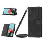 For OPPO A1 Pro/Reno8 T 5G Global Skin Feel Stripe Pattern Leather Phone Case with Lanyard(Black) - 1