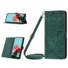 For OPPO A58 4G Skin Feel Stripe Pattern Leather Phone Case with Lanyard(Green) - 1