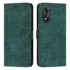 For OPPO A38 Skin Feel Stripe Pattern Leather Phone Case with Lanyard(Green) - 1